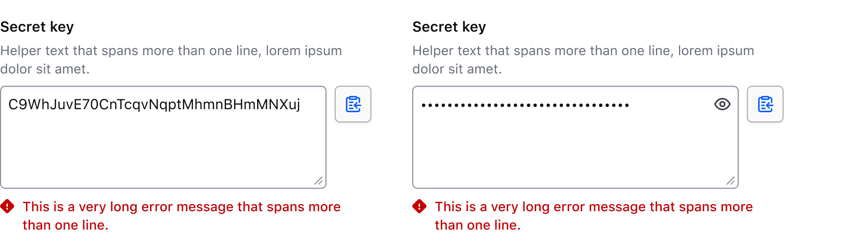 A more complex example composing a multiline Textarea with the CopyButton